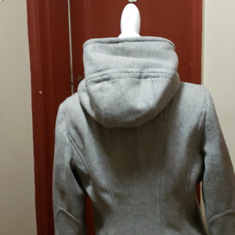 Calvin Klein Gray Coat Jacket With Hoodie SZ S - Picture 13 of 16